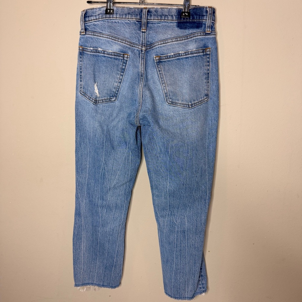 Abercrombie & Fitch The Boyfriend Jeans Womens 27/4 Short Light Wash Distressed - Picture 2 of 11